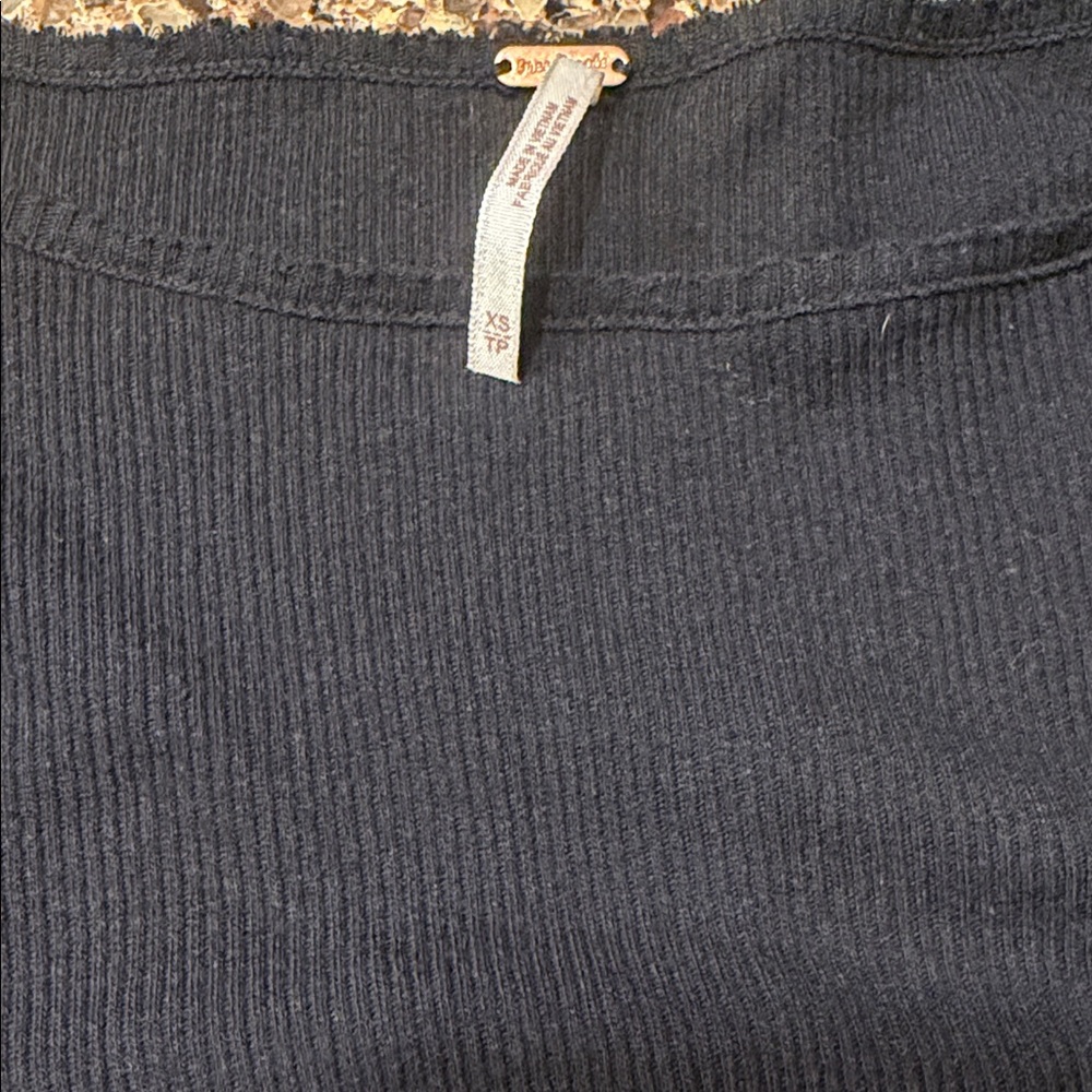 Free People Dark Gray Lace Long Sleeve Top - Picture 11 of 11